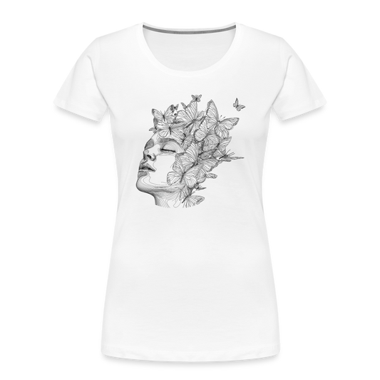 Butterfly Transformation Line Art Women’s Premium Organic T-Shirt - white