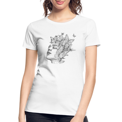 Butterfly Transformation Line Art Women’s Premium Organic T-Shirt - white