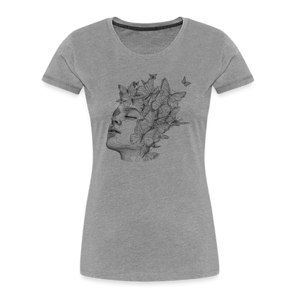 Butterfly Transformation Line Art Women’s Premium Organic T-Shirt - heather gray