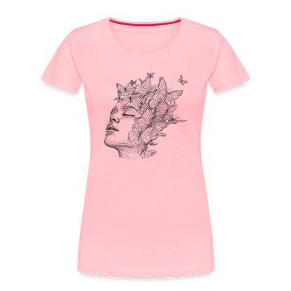 Butterfly Transformation Line Art Women’s Premium Organic T-Shirt - pink