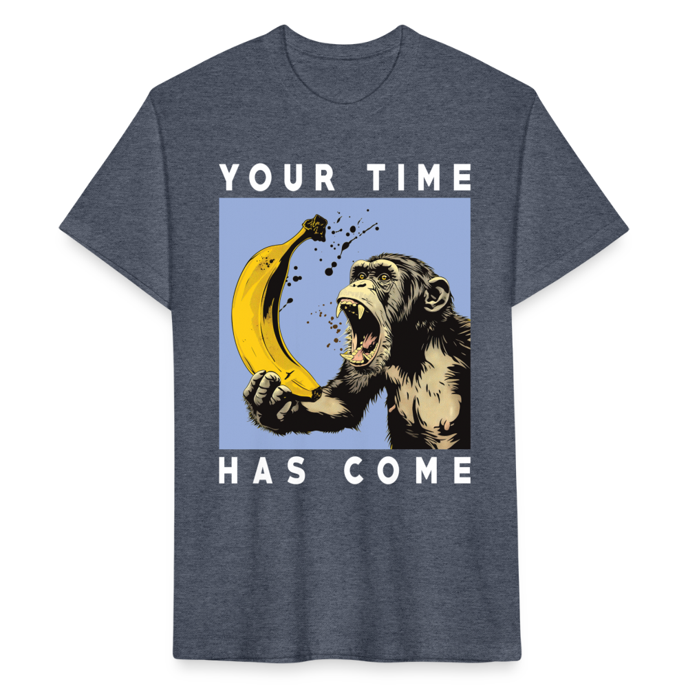 "Your Time Has Come" Monkey and Banana Fitted Cotton/Poly T-Shirt - heather navy