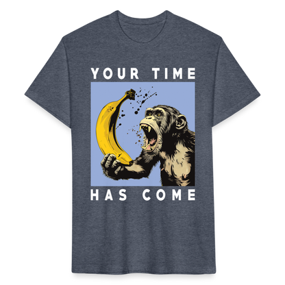 "Your Time Has Come" Monkey and Banana Fitted Cotton/Poly T-Shirt - heather navy