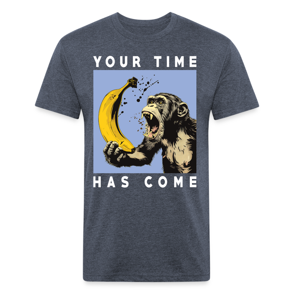 "Your Time Has Come" Monkey and Banana Fitted Cotton/Poly T-Shirt - heather navy