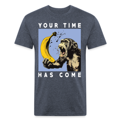 "Your Time Has Come" Monkey and Banana Fitted Cotton/Poly T-Shirt - heather navy