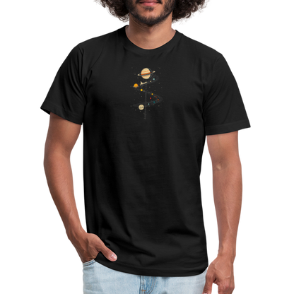 "Map to Saturn" Minimalist Retro Unisex Jersey T-Shirt - black