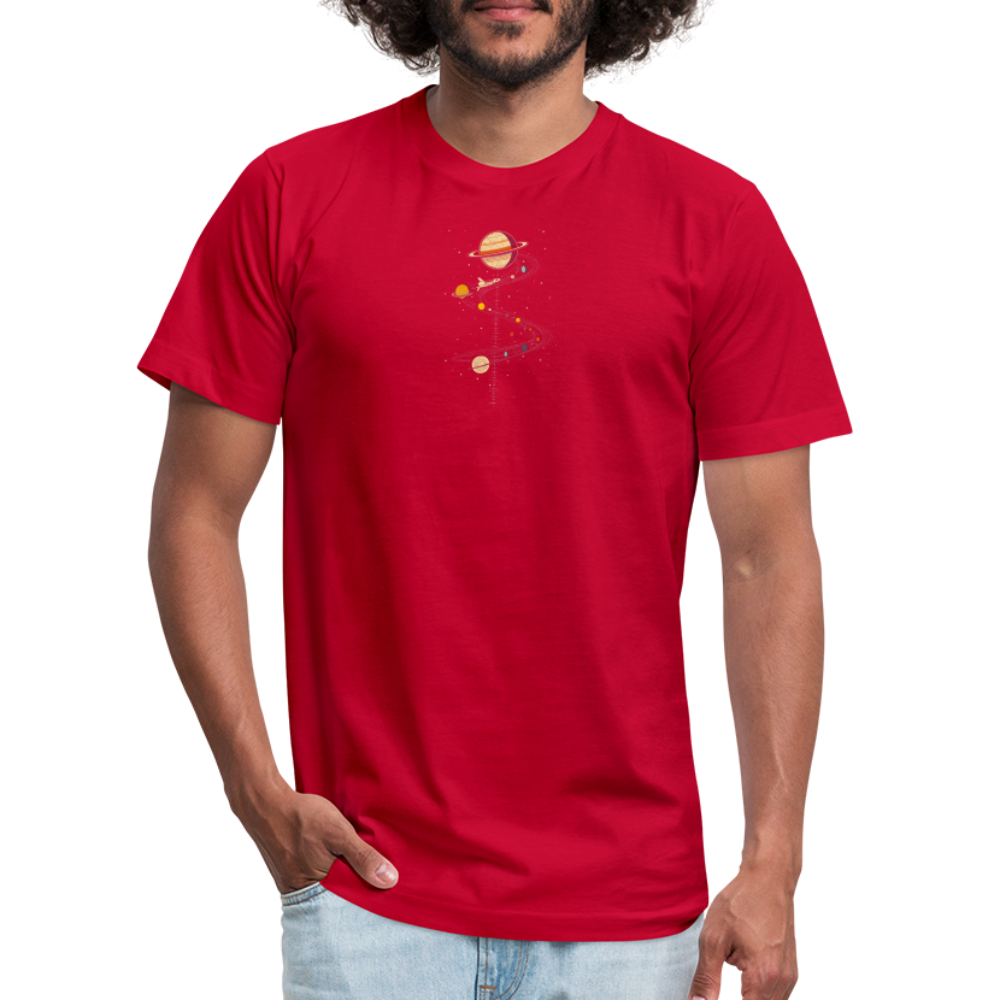 "Map to Saturn" Minimalist Retro Unisex Jersey T-Shirt - red