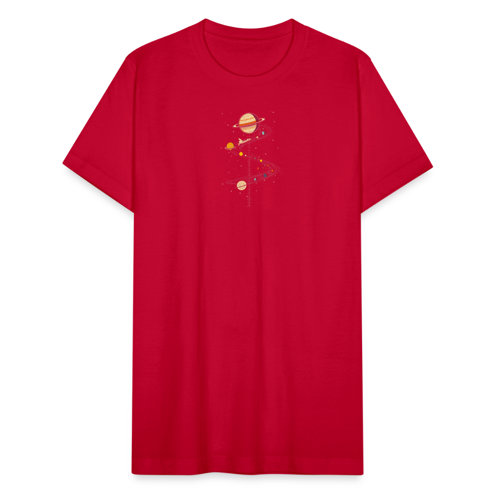 "Map to Saturn" Minimalist Retro Unisex Jersey T-Shirt - red