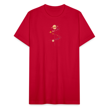 "Map to Saturn" Minimalist Retro Unisex Jersey T-Shirt - red