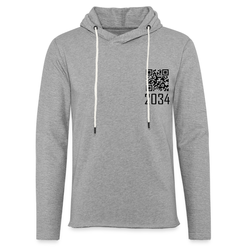 "2034 QR Girl" Unisex Lightweight Hoodie - heather gray