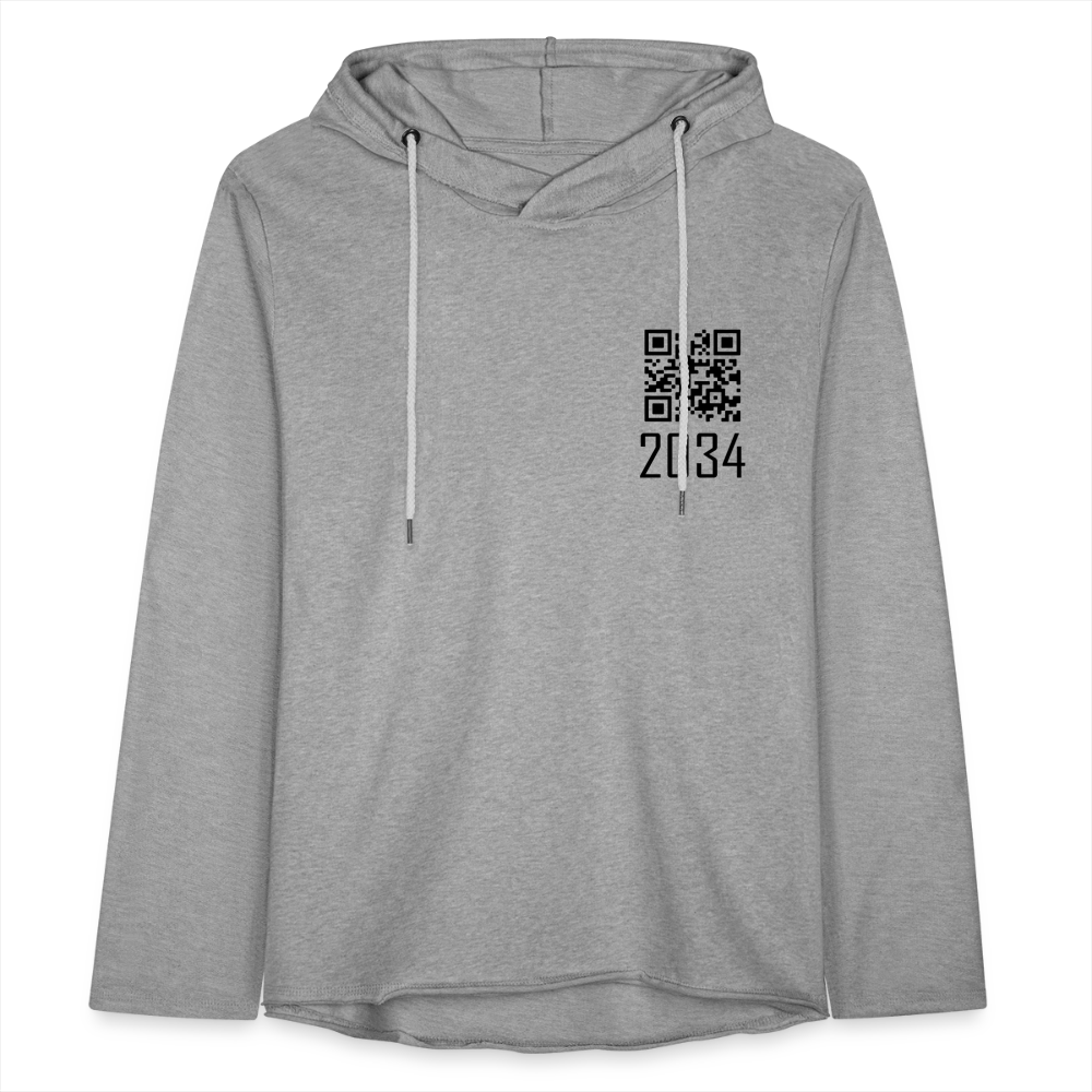 "2034 QR Girl" Unisex Lightweight Hoodie - heather gray