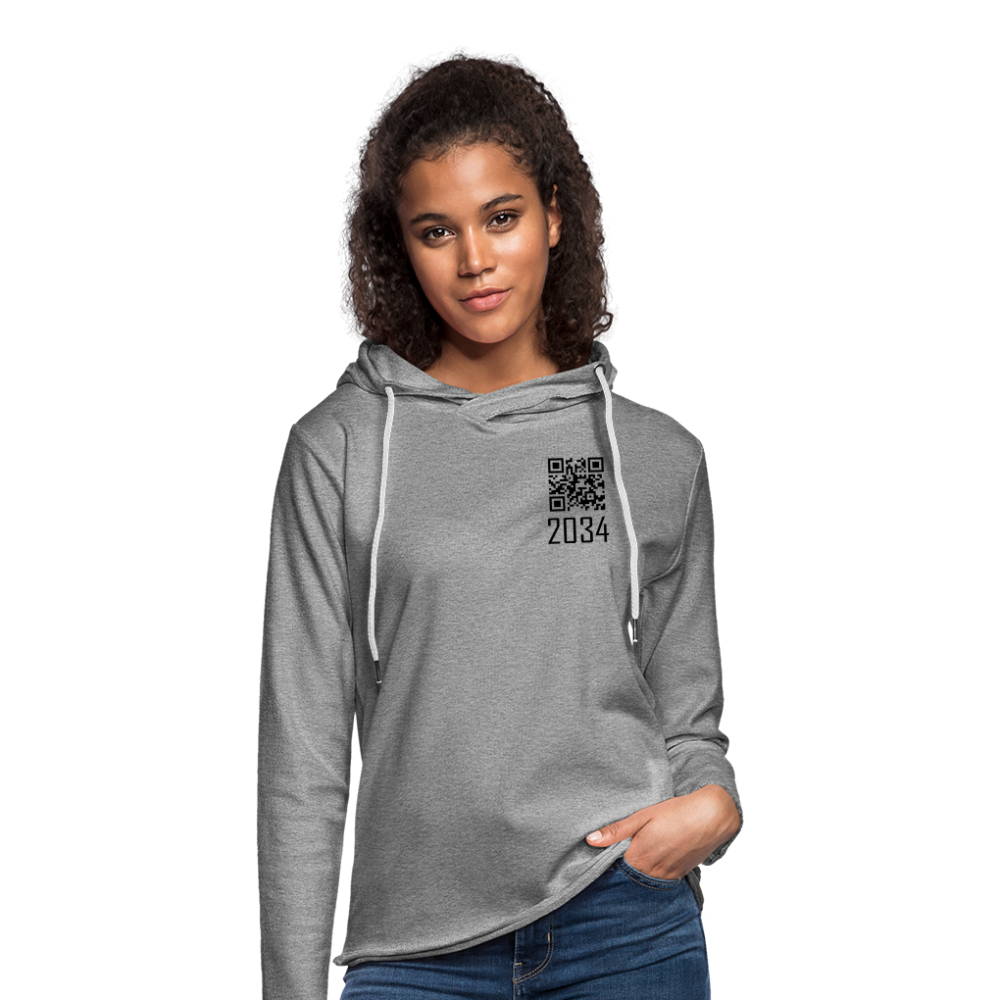 "2034 QR Girl" Unisex Lightweight Hoodie - heather gray