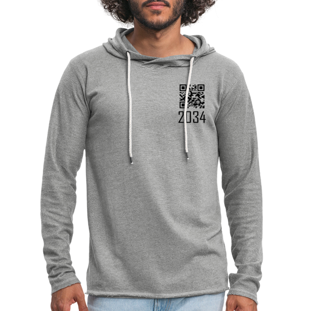 "2034 QR Girl" Unisex Lightweight Hoodie - heather gray