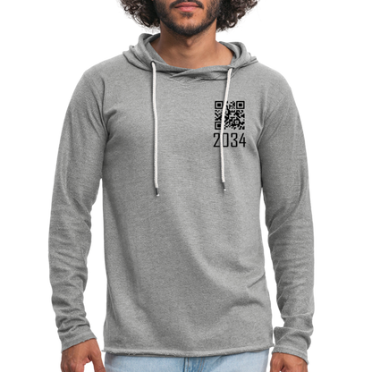 "2034 QR Girl" Unisex Lightweight Hoodie - heather gray