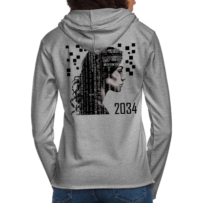 "2034 QR Girl" Unisex Lightweight Hoodie - heather gray