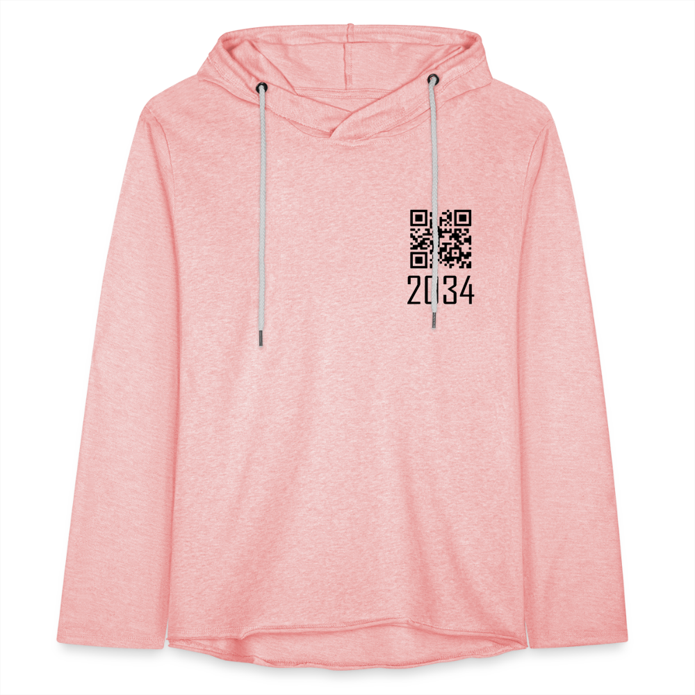 "2034 QR Girl" Unisex Lightweight Hoodie - cream heather pink