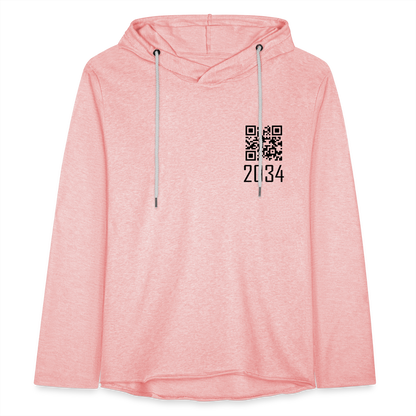 "2034 QR Girl" Unisex Lightweight Hoodie - cream heather pink