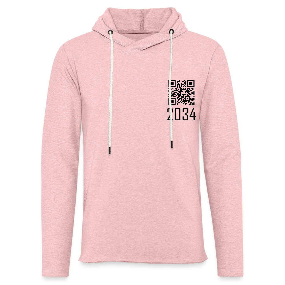 "2034 QR Girl" Unisex Lightweight Hoodie - cream heather pink