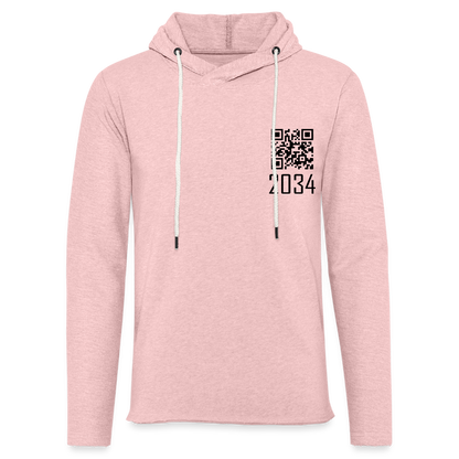 "2034 QR Girl" Unisex Lightweight Hoodie - cream heather pink