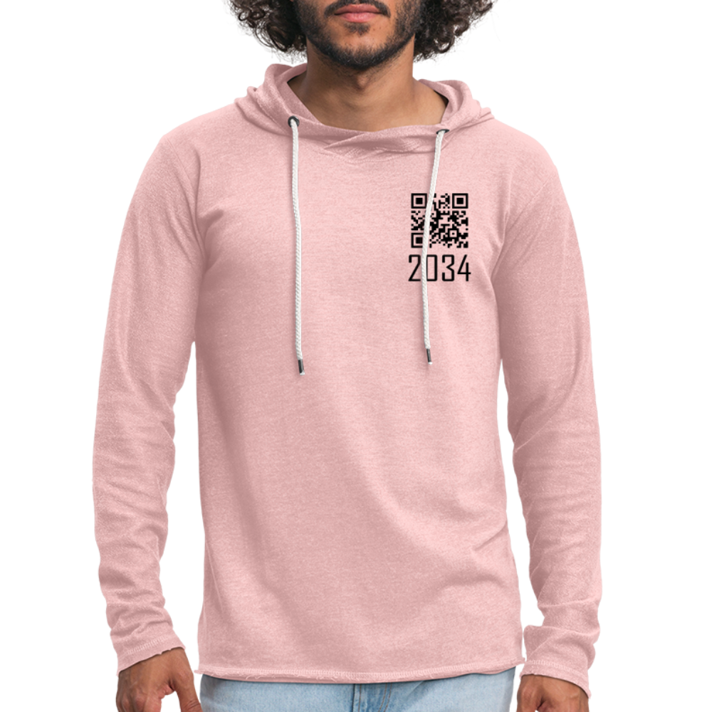 "2034 QR Girl" Unisex Lightweight Hoodie - cream heather pink