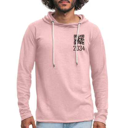 "2034 QR Girl" Unisex Lightweight Hoodie - cream heather pink