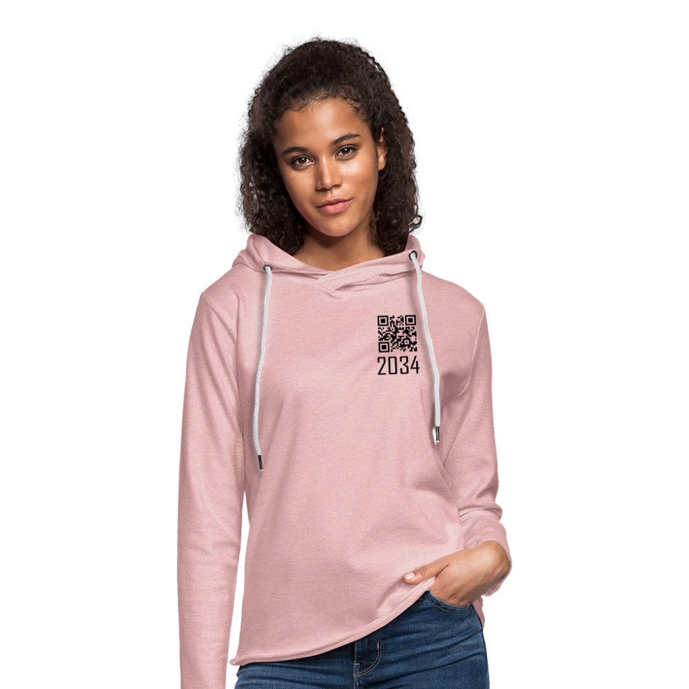 "2034 QR Girl" Unisex Lightweight Hoodie - cream heather pink