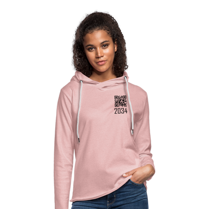 "2034 QR Girl" Unisex Lightweight Hoodie - cream heather pink