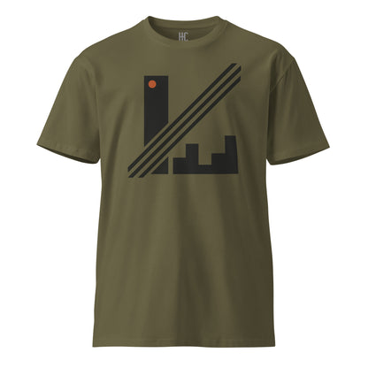 Signal premium tee in Army, front view