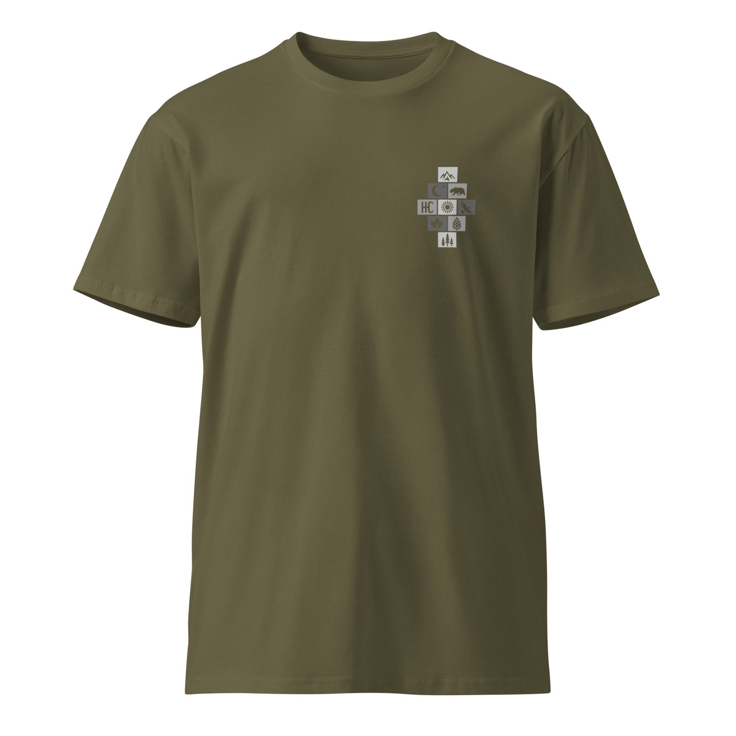 Mountain Form Premium Tee — Army, front