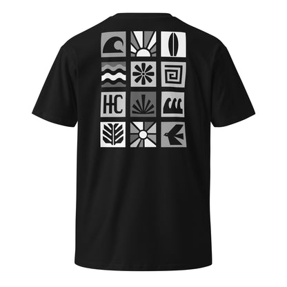 Pacific Forms Premium Tee — Black, back icon grid