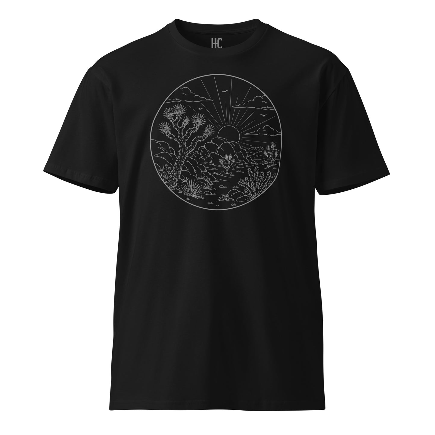 Boulder Field premium tee in Black, front view