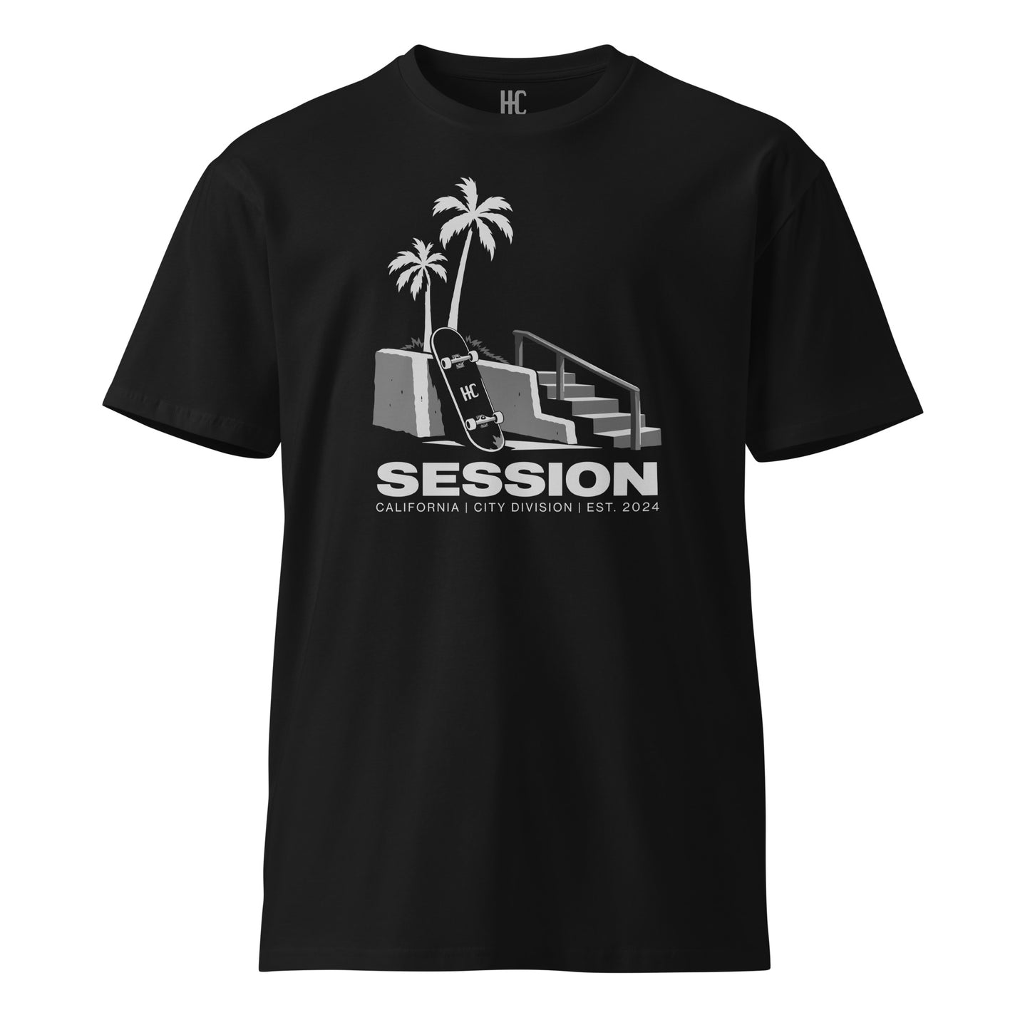 Session Premium Tee — Black, front