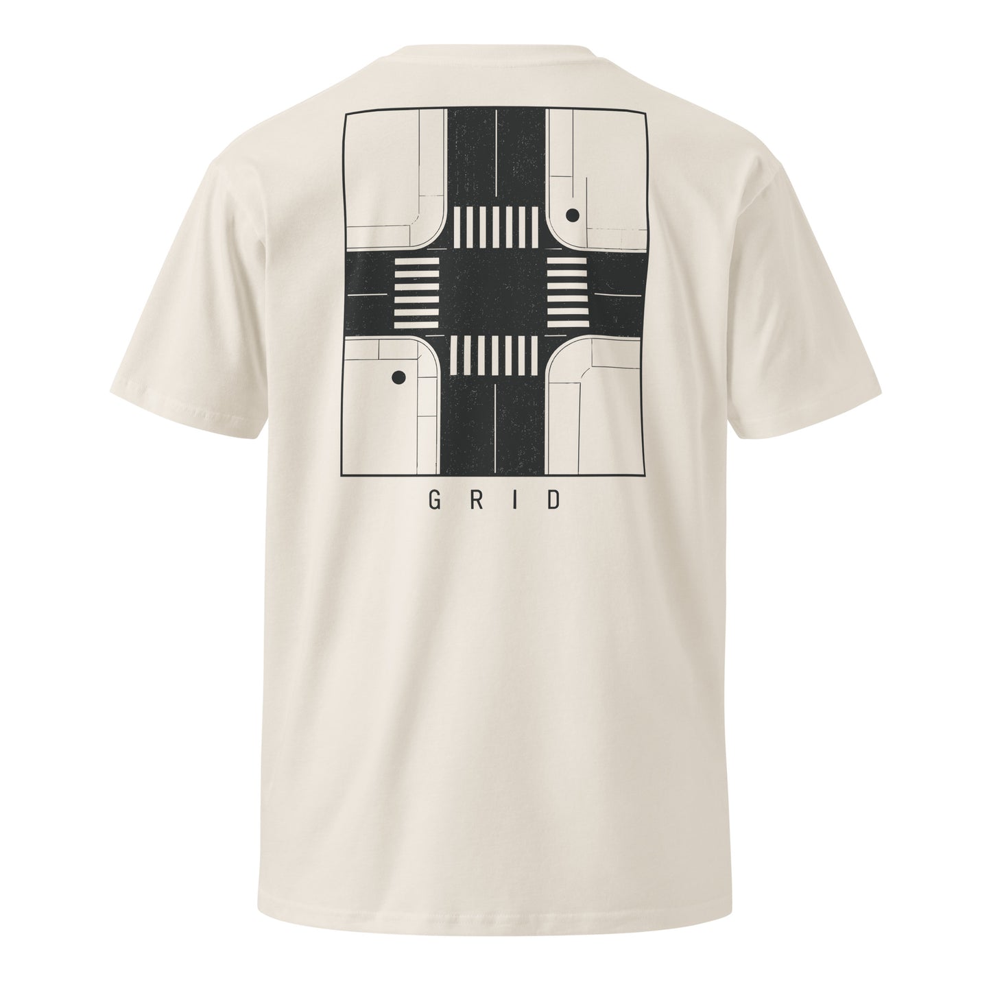 Grid premium tee in Bone, back view