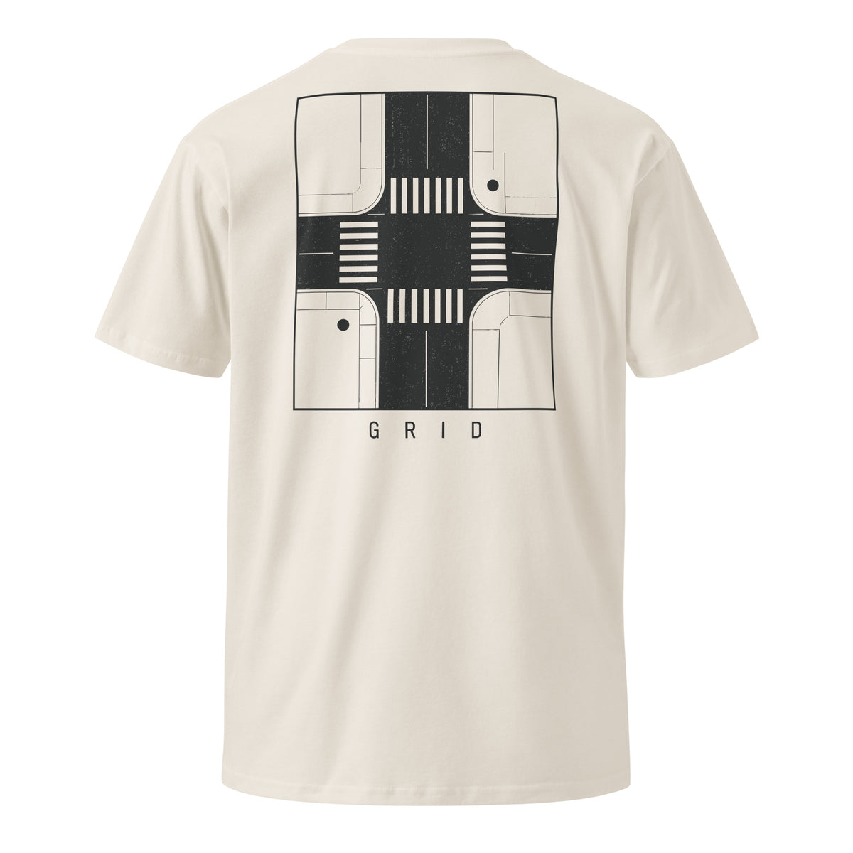Grid premium tee in Bone, back view