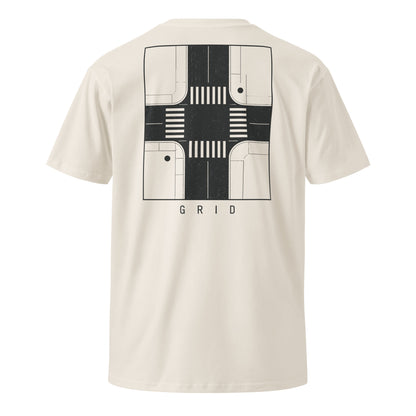 Grid premium tee in Bone, back view