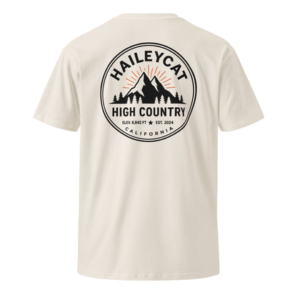 High Country premium tee in Bone, back view