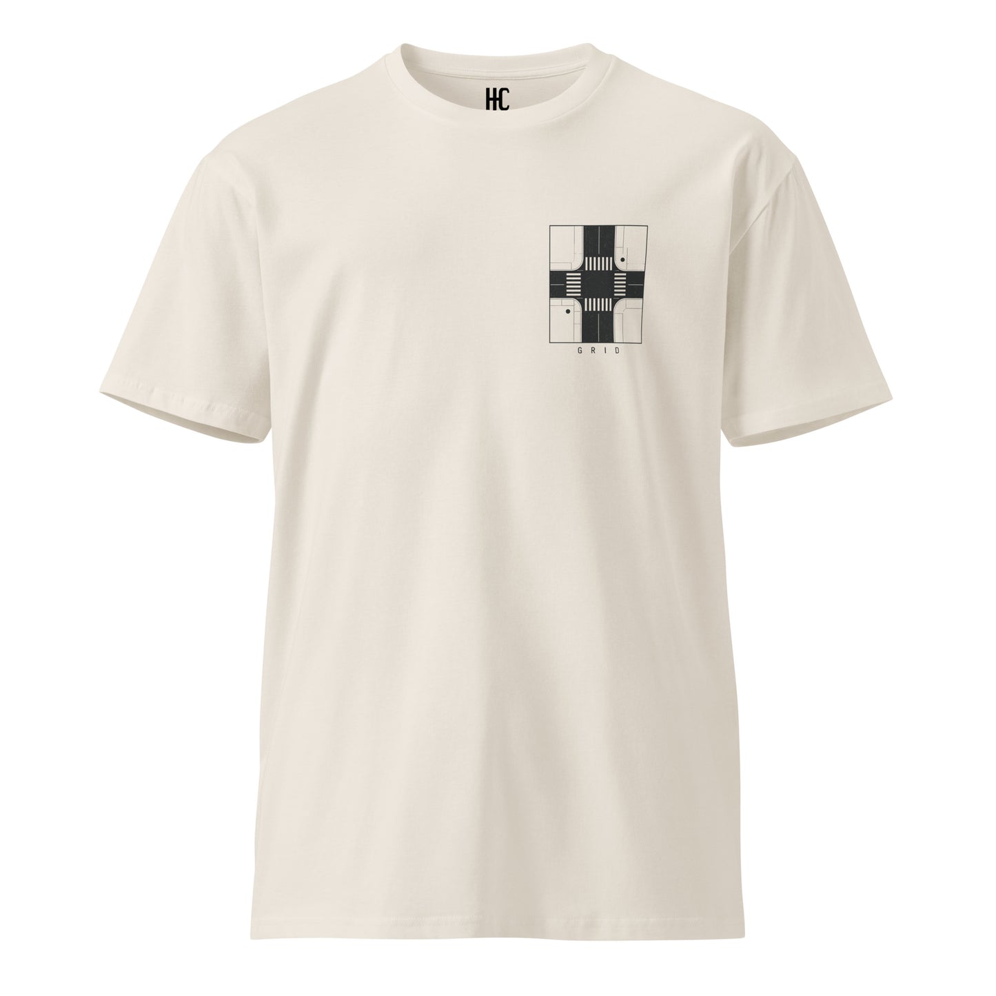 Grid premium tee in Bone, front view