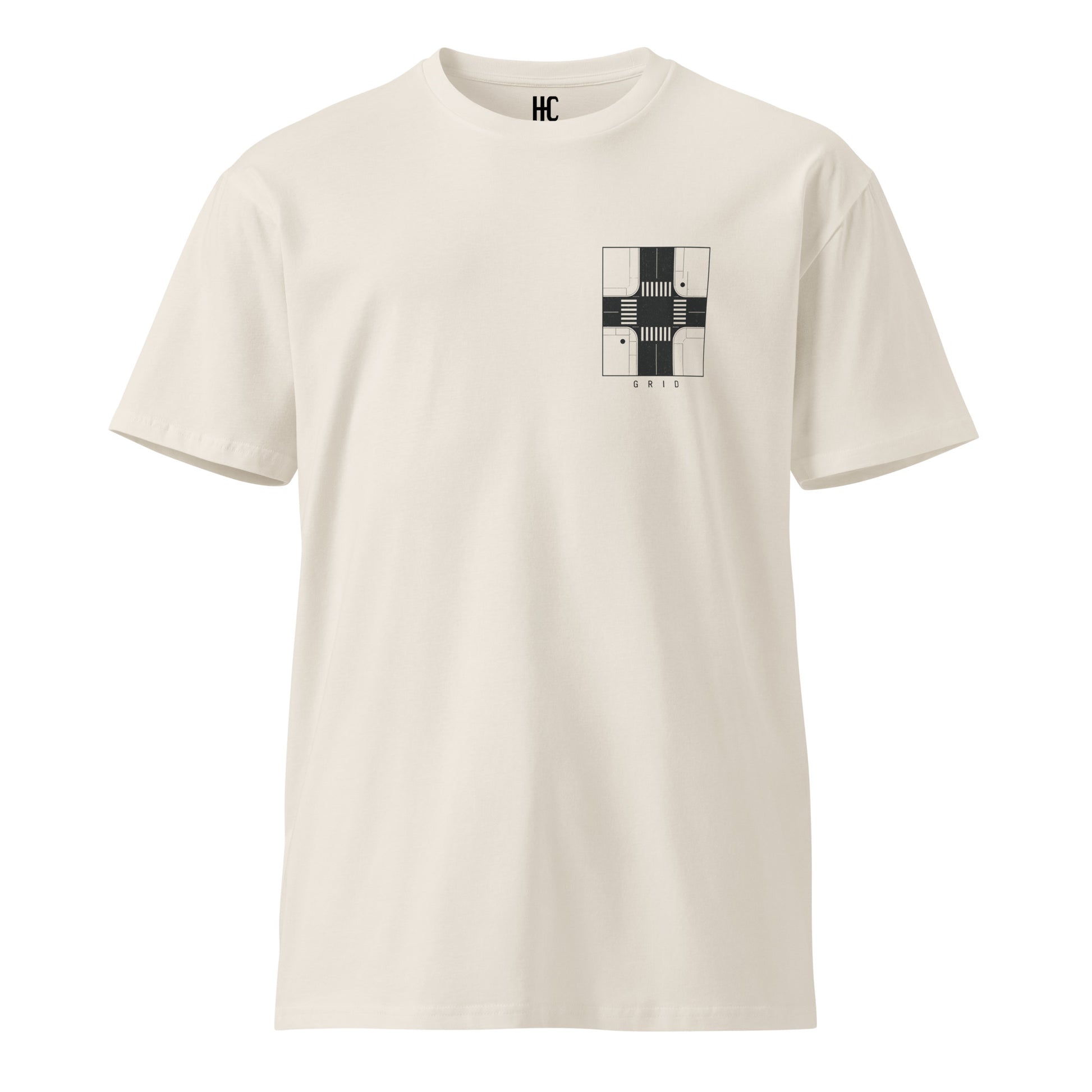 Grid premium tee in Bone, front view