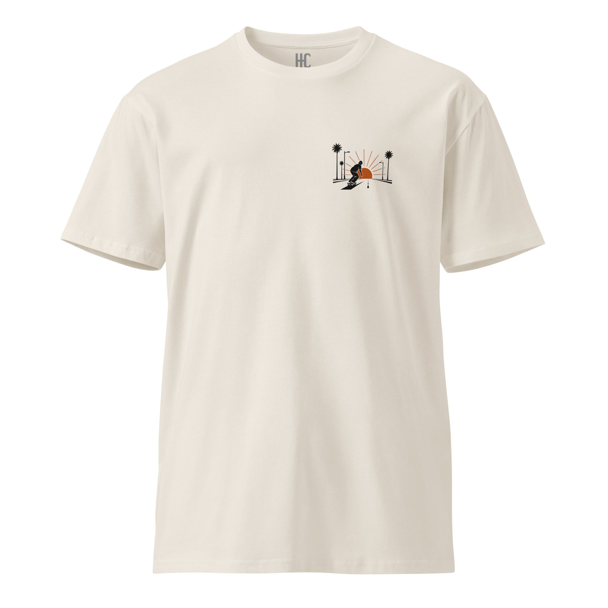 Street Report Premium Tee — Bone, front crest