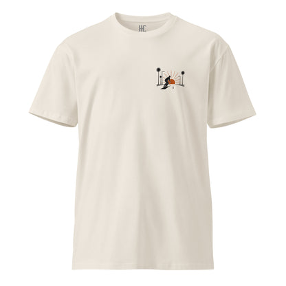 Street Report Premium Tee — Bone, front crest