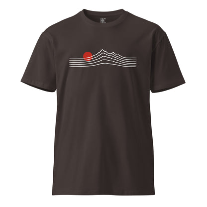 Alpenglow premium tee in Coal, front view