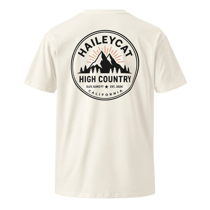 High Country premium tee in Ecru, back view