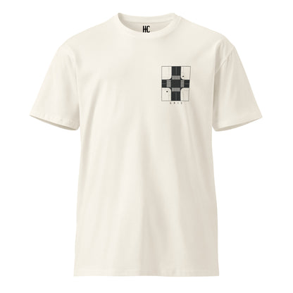 Grid premium tee in Ecru, front view