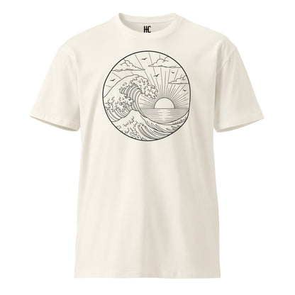 Dawn Break premium tee in Ecru, front view