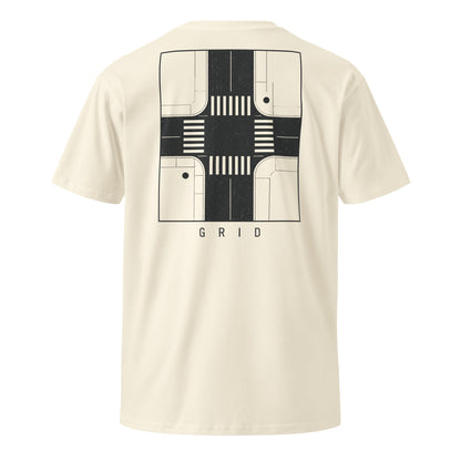 Grid premium tee in Natural, back view
