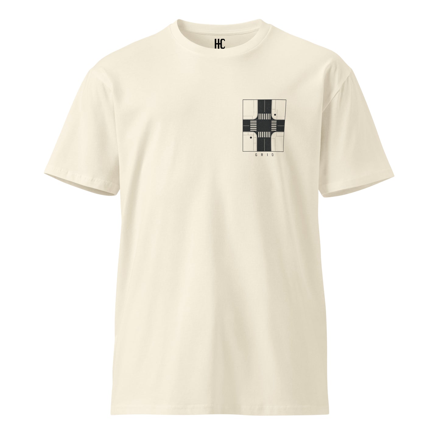 Grid premium tee in Natural, front view