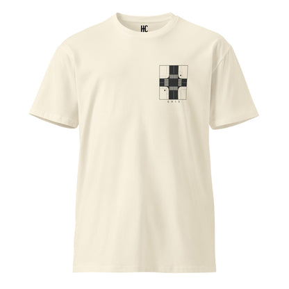Grid premium tee in Natural, front view