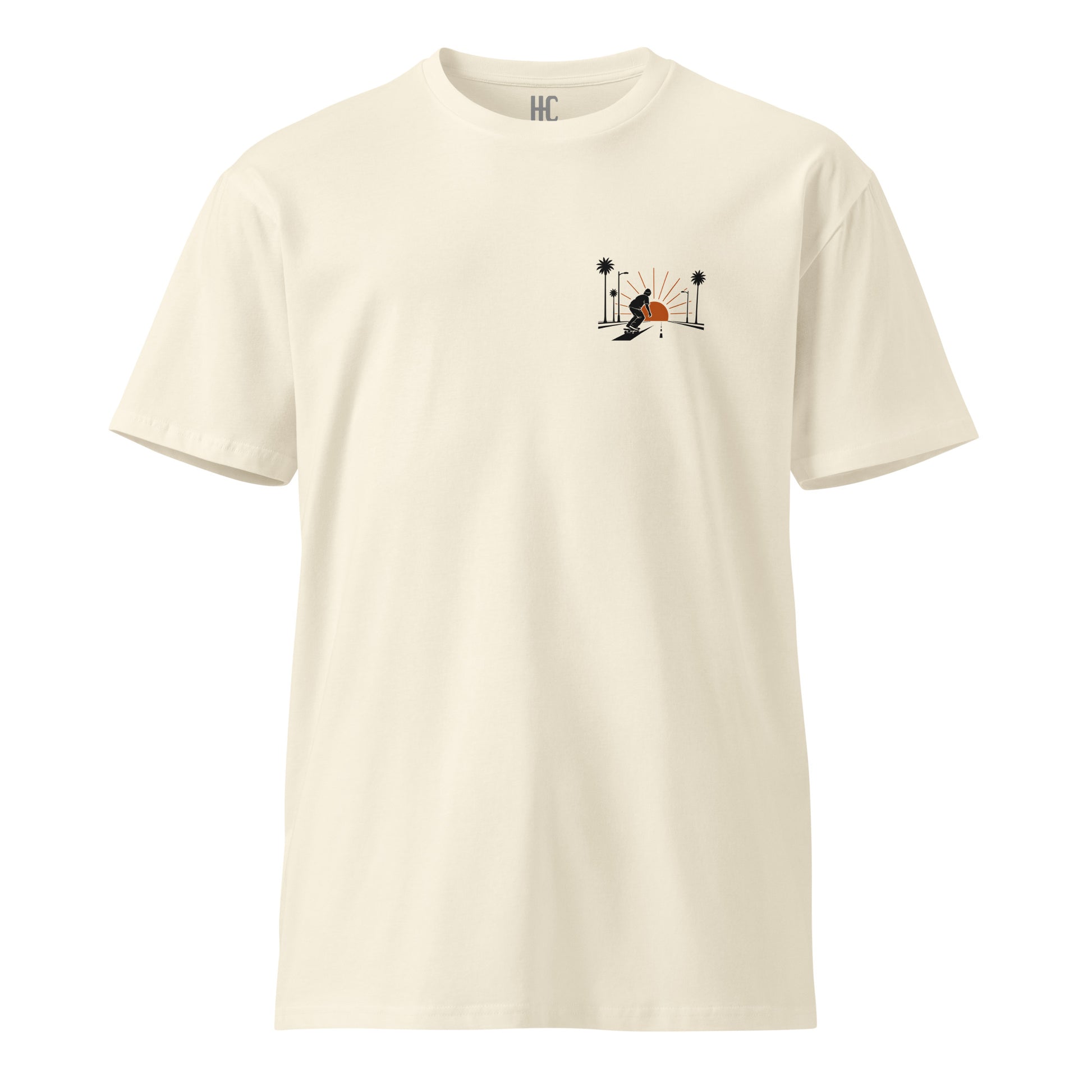 Street Report Premium Tee — Natural, front crest
