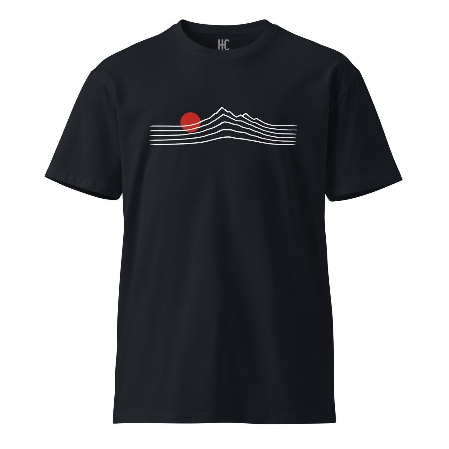 Alpenglow premium tee in Navy, front view