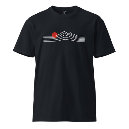 Alpenglow premium tee in Navy, front view
