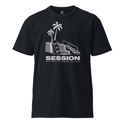 Session Premium Tee — Navy, front